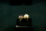 Sterling Silver Ring with Pearl & Amethyst