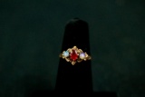 10k Yellow Gold Ruby & Opal Ring