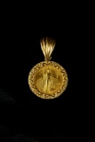 Liberty 2001 5 Dollar Gold Coin with 18k Yellow Gold Bezel