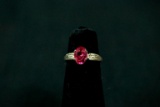 Sterling Silver Ring with Pink Ice