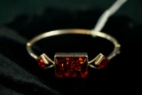Sterling Silver Bangle with Amber Stones