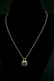Sterling Silver Necklace with Blue Topaz Pendant