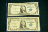 2 Silver Certificate Blue Seal Dollar Bills
