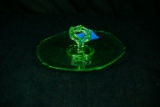 Green Depression Glass Center Handled Tray