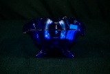 Blue Depression Glass Footed Bowl