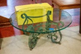 Glass Top Coffee Table With Wrought Iron Base
