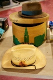 Stetson Size 7 Straw Hat, Adam Size 7 1/4 Felt Hat In Paper Box