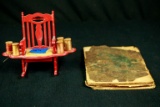 Miniature Plastic Sewing Stand, Antique Metlife Cook Book