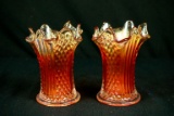 Pair of Carnival Glass Fluted Vases