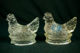 2 Glass Chicken Candy Containers