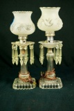 Pair of Deco Era Lamps with Prisms