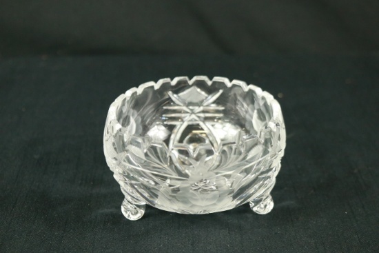 Etched Crystal Footed Bowl