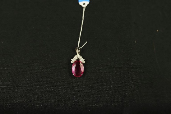 Sterling Silver Pendant With Pink Sapphire