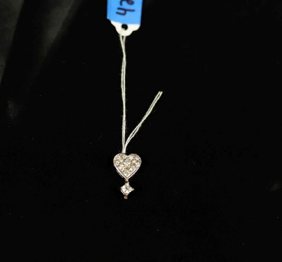 Sterling Silver Heart Pendant With CZ's