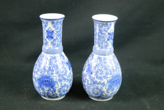 Pair Of Bombay Blueware Vases