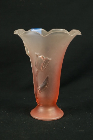Pink Fluted Glass Vase
