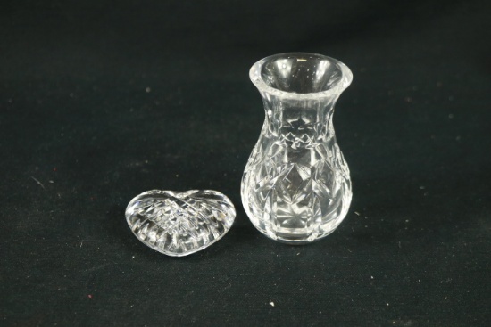 Waterford Heart Paper Weight & Waterford Vase