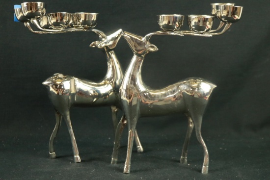 Pair Of Reindeer Candelabras