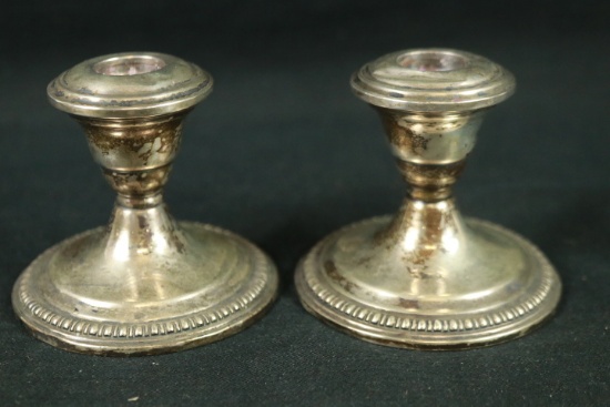 Pair Of Sterling Silver Weighted Candle Sticks