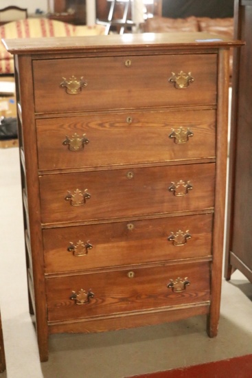Antique Oak 5 Drawer Chest