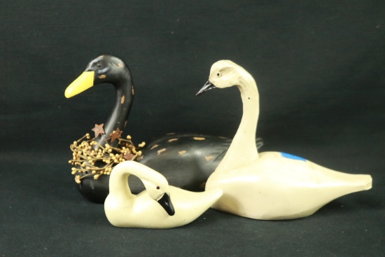 Wooden Duck & 2 Wooden Geese