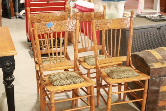 4 Antique Oak Chairs