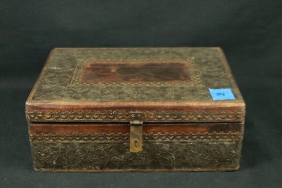 Wooden Box With Metal Overlay