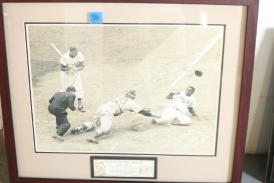 Jackie Robinson Steals Home May 18,1952 Framed Picture