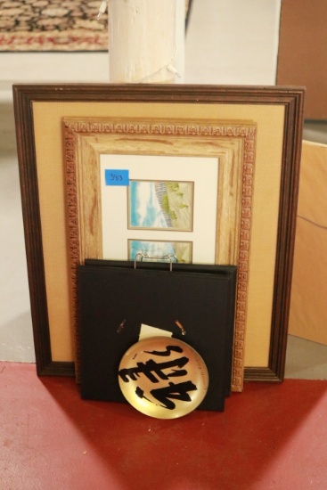 2 Painted Plates & 2 Framed Prints