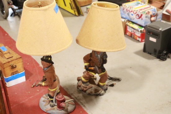 Pair Of Firefighter Lamps