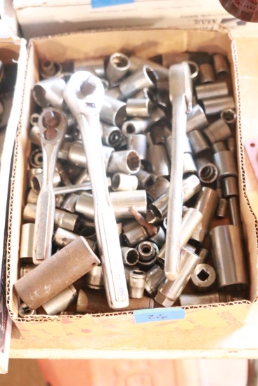 Box Of Assorted Sockets & Wrenches