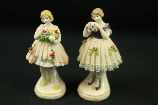 2 Porcelain Lace Figurines
