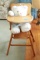 Wooden High Chair & Stuffed Bear