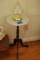 Marble Top Table & Brass Lamp