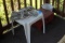 Plastic Table & Wooden Stool