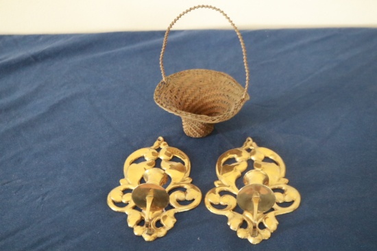 Pair Of Brass Wall Sconces