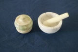 Alabaster Mortar & Pestle And Stone Covered Box