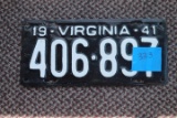 1941 VA License Plate