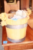 Wooden Bucket & Figurine