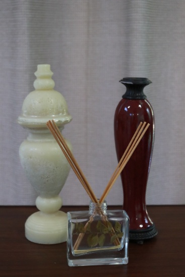 Candlestick, Incense Burner, & Candle