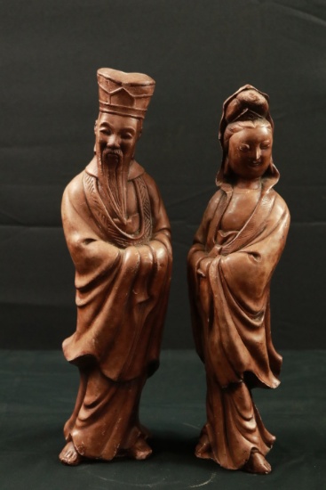 Pair of Asian Brown Pottery Figures