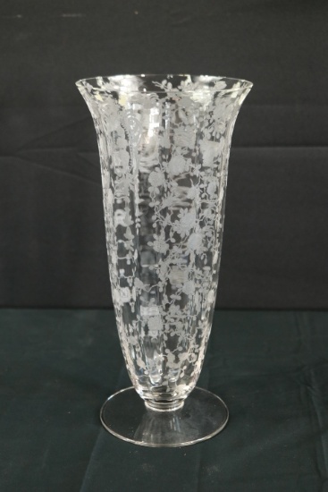 Cambridge Rose Point Pattern Crystal Vase