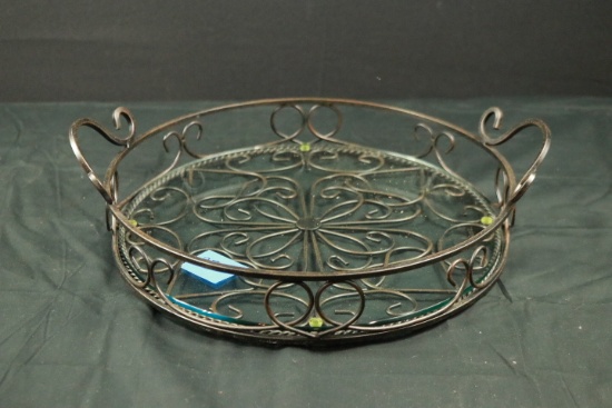 Iron Tray With Glass Insert
