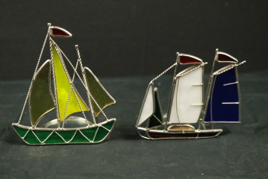 2 Stained Glass Boats