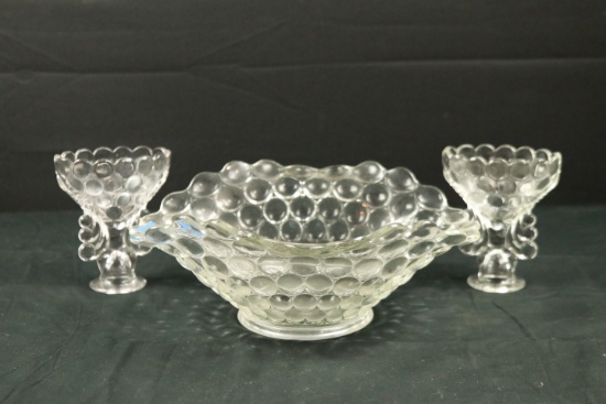 Bubble Glass Bowl & 2 Vases