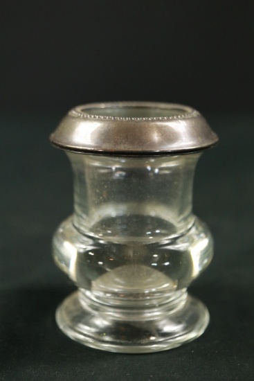 Glass & Sterling Inkwell