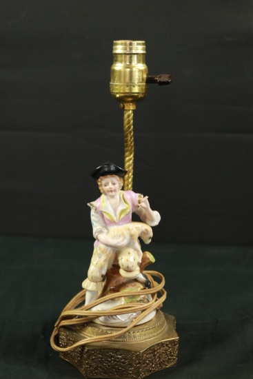 Figural Lamp On Brass Base