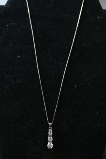 Sterling Silver Necklace With Pendant With CZ's