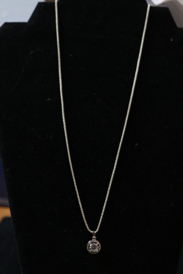 Sterling Silver Necklace With CZ Pendant