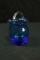 Blue Hand Blown Handled Vase